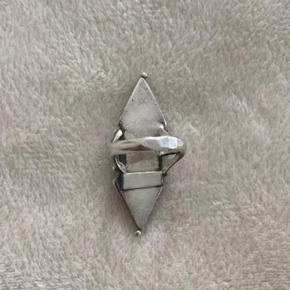 Vintage Zuni sterling silver turquoise triangle ring size 5 - Picture 2 of 2
